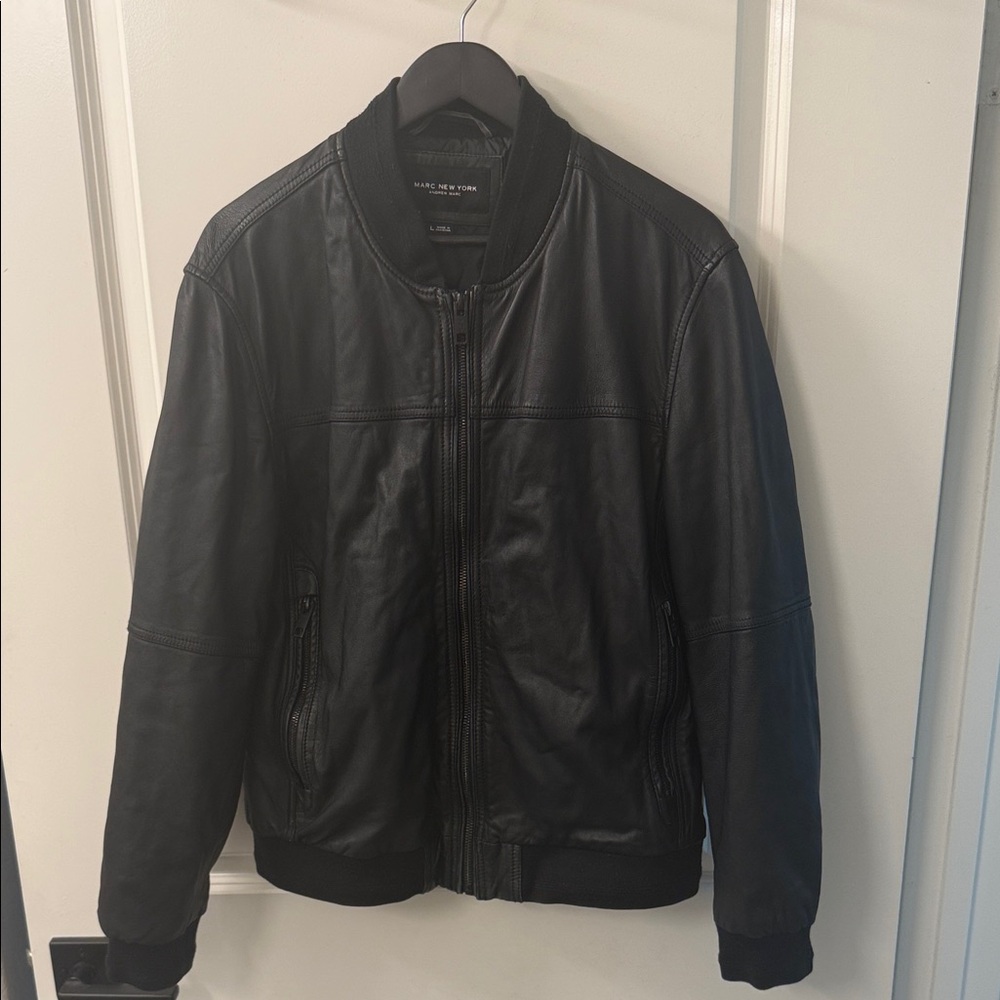 Marc New York Summit Leather Bomber Jacket